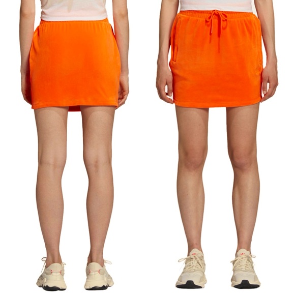 ADIDAS X JEREMY SCOTT Velour Signal Orange Skirt Sz XS - Picture 2 of 10